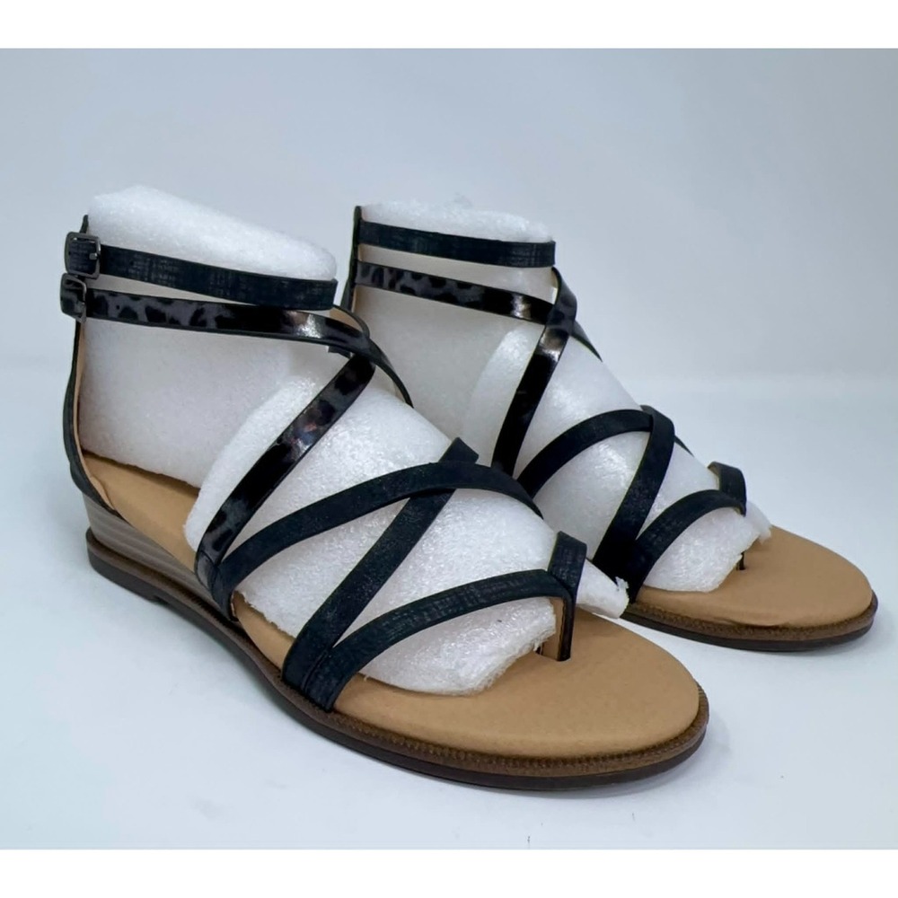 NEW‎ Corky's Sweet Tea Sandals Women's Size 8 Black Leopard Strappy Zip Back
